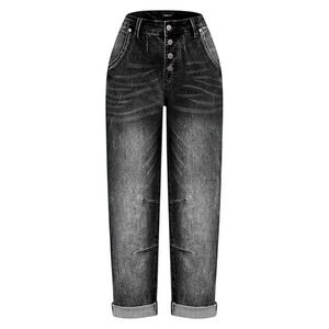 Flamingals Women's Gray Wash Button Fly Cropped Boyfriend Jeans Size S